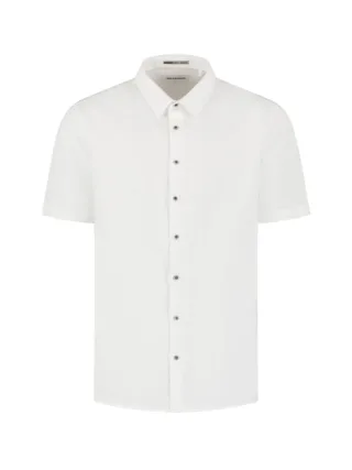 No Excess - Kurzarmhemd aus Leinen weiß - Gr. - XL