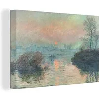 OneMillionCanvasses® Leinwandbild Sonnenuntergang an der Seine - Kunstdrucke von Claude Monet, Fotodruck (1 St), Leinwand Bilder Klein, Wand Dekoration Aesthetic 30x20 cm
