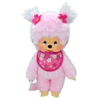 Sekiguchi Plüschfigur Monchhichi Plüschfigur Mädchen Kirschblüte mit Latz pink 20cm
