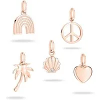 Tamaris Anhänger Set Multipack All About Beads Regenbogen Peace-Zeichen Palme Muschel Herz (Set, 5-tlg), mit Zirkonia (synth)