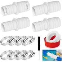 LuxusKollektion Rohrverbinder Poolschlauch Adapter 32mm 38mm 4PCS Schlauchschellen Weiß D