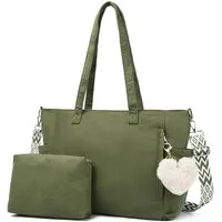Cachito Schultertasche Damen Umhängetasche Groß Shopper Handtasche Cord Tote Bag Reisetasche, für Arbeit Büro Reisen Einkaufen Schule Strand