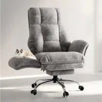 Patbrela Drehstuhl Bürostuhl Chefsessel Ergonomisch mit klappbaren Armlehnen, Gaming Stuhl mit Fußstütze & 135° Verstellbarer Rückenlehne