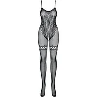 Obsessive Bodystocking Bodystocking ouvert Netz - schwarz 20 DEN (1 St) transparent mit offenem Schritt