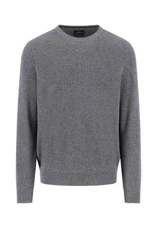 FYNCH-HATTON - O-Neck, structure, Merino Cashmere steel - Gr. - XXL