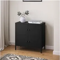 skølm Kommode Atriona aus Metall (Schwarz, 2 Fächer & 4 Türen), Metallschrank 81 x 80 x 38 cm, auch verfügbar mit 3 Fächern