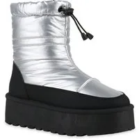 VAN HILL 841496 Winterstiefelette Damen Winter Stiefeletten Elowen Gesteppte Boots mit Plateau
