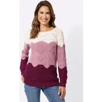 Sieh an! Strickpullover Rundhals-Pullover Langarm Ajourstrick