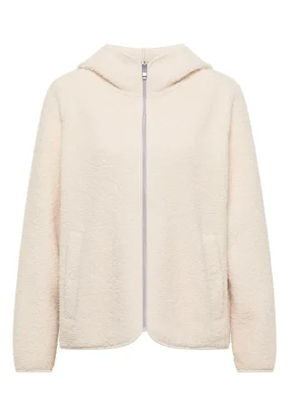 CECIL - Teddy-Jacke mit Kapuze in Unifarbe teddy vanilla white - Gr. - XS