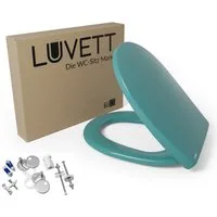 LUVETT WC-Sitz C100 mit Absenkautomatik, Duroplast sanitär, Universelle O-Form (Komplett-Set, Inklusive 3 Befestigungsarten), mit Original SoftClose® Absenkautomatik, Duroplast