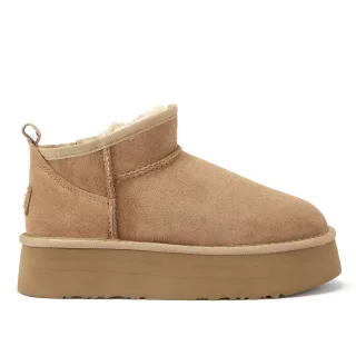 Gemütliche, ultrakurze Plateau-Stiefel in Taupe.