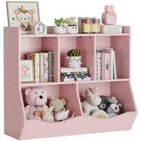 GarveeMore Kinderregal Spielzeugregal Kinderregal mit 5 Fächern Bücherregal Kinder