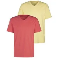 KangaROOS T-Shirt Regular Fit, (2er-Pack) Freizeitshirt mit Kurzarm, V-Ausschnitt aus reine Baumwolle