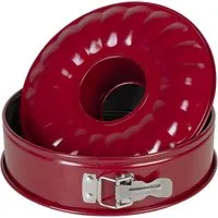 Wenco Springform Ø 26 cm, runde Kuchenform mit Flachboden, (3-tlg), auslaufsicher, sehr gute Antihaftbeschichtung, rot