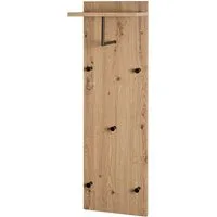 HAKU Garderobenständer PARMA 9 Garderobe - eiche-schwarz - MDF, Metall - H. 100cm x B. 30cm, (1xWandgarderobe, Wandhalterung - Wandhalter), Wandhakenleiste - Hakenleiste - Garderobenleiste - Wandhaken