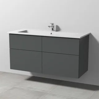 Sanipa 3way Keramik-Set Venticello Keramik-Waschtisch und Unterbau mit 4 Auszügen, Anthrazit-Matt SM32722