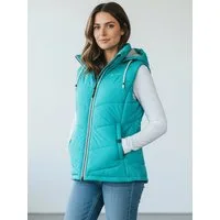 Dry Fashion Steppweste Rügen Damen Weste gesteppt Kapuze - Outdoor Damenweste Windabweisend Kapuze verstellbar & abnehmbar, 2-Wege-Reißverschluss, Seitentaschen