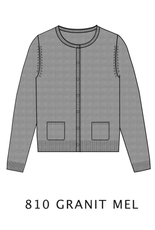 CLARINA - Rdh.-Cardigan, 1/1 Arm, uni 810 granit mel. - Gr. - 44