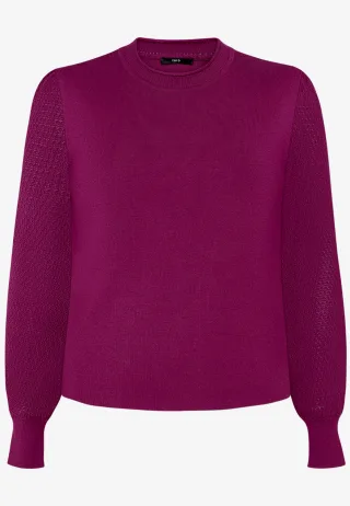 zero - Feinstrickpullover mit Puffärmeln Magenta Purple - Gr. - 42