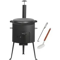 BBQ-Toro Feuerstelle Gusseisen Kazan 19 L mit Kazan Ofen Ø 39,5 cm, Gusstopf mit Deckel