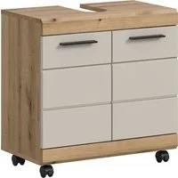 welltime Waschbeckenunterschrank SIENA, Breite 60cm, 2 Türen, auf Rollen, MDF-Front (TOPSELLER!, mit Siphonausschnitt 10x25 cm) in verschiedenen Farben erhältlich, Badmöbel, Badschrank, Kommode, Bad