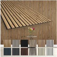 Hexim Wanddekoobjekt AP08 (Akustikpaneele 278x60cm Holz Comfort - flexible Holzpaneele Platten Lamellenwand MDF Wandpaneele Lamellenverkleidung Wandverkleidung schalldämmend 1.67m² Pecan)