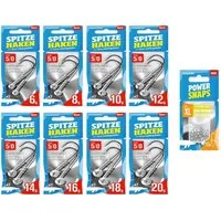 Lieblingsköder Jighaken Lieblingsköder Jigkopf-Set 5/0 - 15 cm Köder - 16 Jigs + 15 Snaps, (Jighaken-Set #/0 incl. Snaps), super Scharf - passend für 6 cm Köder