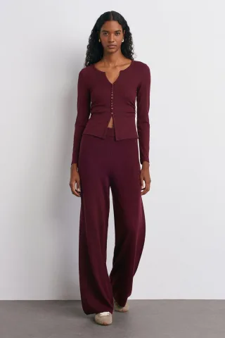 Damenweite Lurex-Strickhose