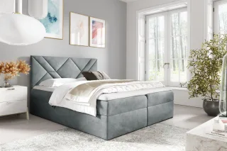 Boxspringbett Schlafzimmerbett 200x200cm LAZARO Nr.6 Grau inkl. Bettkasten