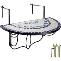 tectake Balkonhängetisch Balkontisch (1-St., 1 tlg), Massive, stabile Tischplatte aus Steinmosaik