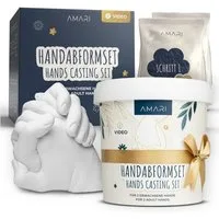 Amari Handabdruck-Set Geschenkidee für Paare - 3D Gipsabdruck, Komplettset, als romantisches Geschenk für Valentinstag, Jahrestag & Hochzeit