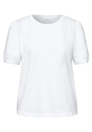 Street One - T-Shirt aus Spitze mit Rundhals weiß - Gr. - 44