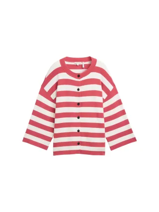Tom Tailor - Cardigan mit Streifenmuster red offwhite block stripe - Gr. - XL