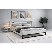 OTTO home Bett Pannor, Industrial Design, mit Regal, Lattenrost inklusive (Liegefläche Breite 140 oder 180cm), Kufengestell, bis 200 kg belastbar, FSC-zertifiziert, Made in EU
