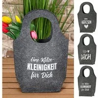 CEPEWA Aufbewahrungstasche Geschenktasche 3er Set Sprüche 27x38,5x10cm grau Filztasche Henkel