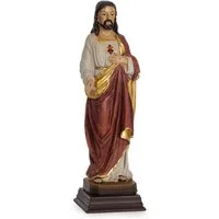 Moritz Dekofigur Jesus Christus Statue 22 cm Heiligenfigur mit Herz Dekoration kirche, Polyresin Figuren Deko Geschenk Geometrische TierFigur Modern Skulptur