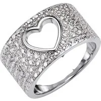 Taffstyle Fingerring Damen Herz Ring Edelstahl Silber Zirkonia Kristalle Elegant Breit (Funkelnder Damenring mit Herz Design und glänzender Oberfläche - Geschenkidee), Perfektes Geschenk für Damen