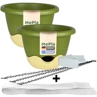 Heimwerkercenter Blumentopf MePla - 2 x Ampel Mareta ø25 Grün/Elfenbein + 1 x Ersatzband