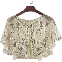 Zaewry Modeschal Pailletten Schal und Wraps für Damen Elegantes Abend Cape Weiche, Strickjacke Vintage Stola für Partykleider und Hochzeiten