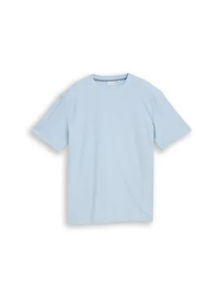 Tom Tailor - T-Shirt mit Ottoman-Struktur light blue grey - Gr. - XXL