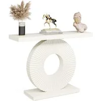 Tribesigns Konsolentisch Flurtisch mit eine runde, blumenförmige Basis 100 x 30 x 79 cm, Weiß