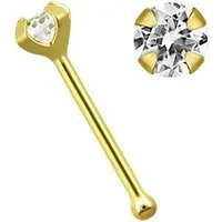 Adelia´s Nasenpiercing Piercing Piercing Nasenpiercing, Nasenstecker - Nose Bone 14kt Gold mit Zirkonia + Stopper