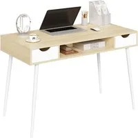 Woltu Schreibtisch (1-St), 120x58cm, Arbeitstisch, Computertisch Wohnzimmer, aus Stahl, Holz