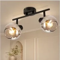 Nettlife Deckenstrahler Küchenlampe 2/3/4/6 Flammig Modern E14 Rauchglas Deckenleuchte, Schwenkbar, LED wechselbar, Wohnzimmerlampe für Schlafzimmer Flur Küche