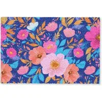 MuchoWow Fußmatte Blumen - Blau - Rosa, Rechteckig, innen Schmutzfangmatte, Tür, Schmutzfänger Flur, Teppich 60x40 cm