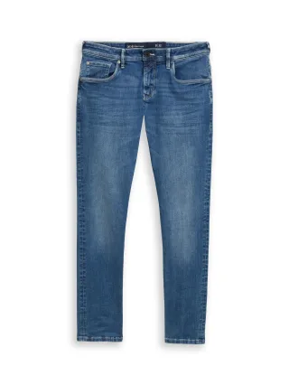 Denim Tom Tailor - TTAEDAN STRAIGHT Jeans mit Stretch Used Mid Stone Blue Denim - Gr. - 34