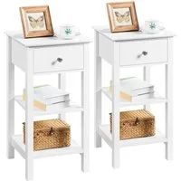 Yaheetech Nachttisch (2-St), Beistelltisch mit Schublade & 2 offenen Ablagen, 35x35x70 cm