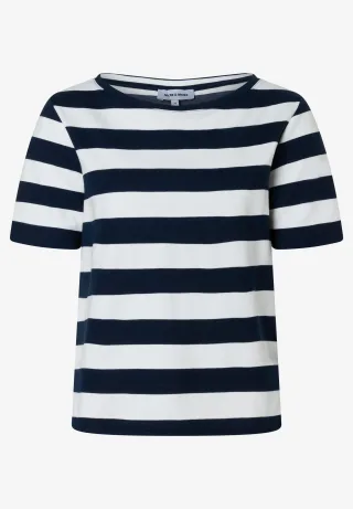 MORE & MORE - Blockstreifenshirt blau - Gr. - 36