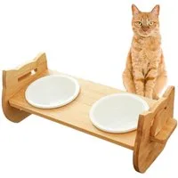 Rywell Futternapf katzennapf erhöht verstellbar Hundenapf & Katzennapf futternäpfe, Keramik, verstellbar Futterstationen mit Vier Höheneinstellungen, 350ml