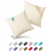 Buymax Kissenbezüge Kissenbezug 100% Baumwolle Premium Jersey, (2 Stück), Kissenhüllen, Reißverschluss, atmungsaktiv, unifarben, einfarbig